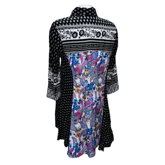 Women's Black and White Patterned Dress - Picture 2 of 15